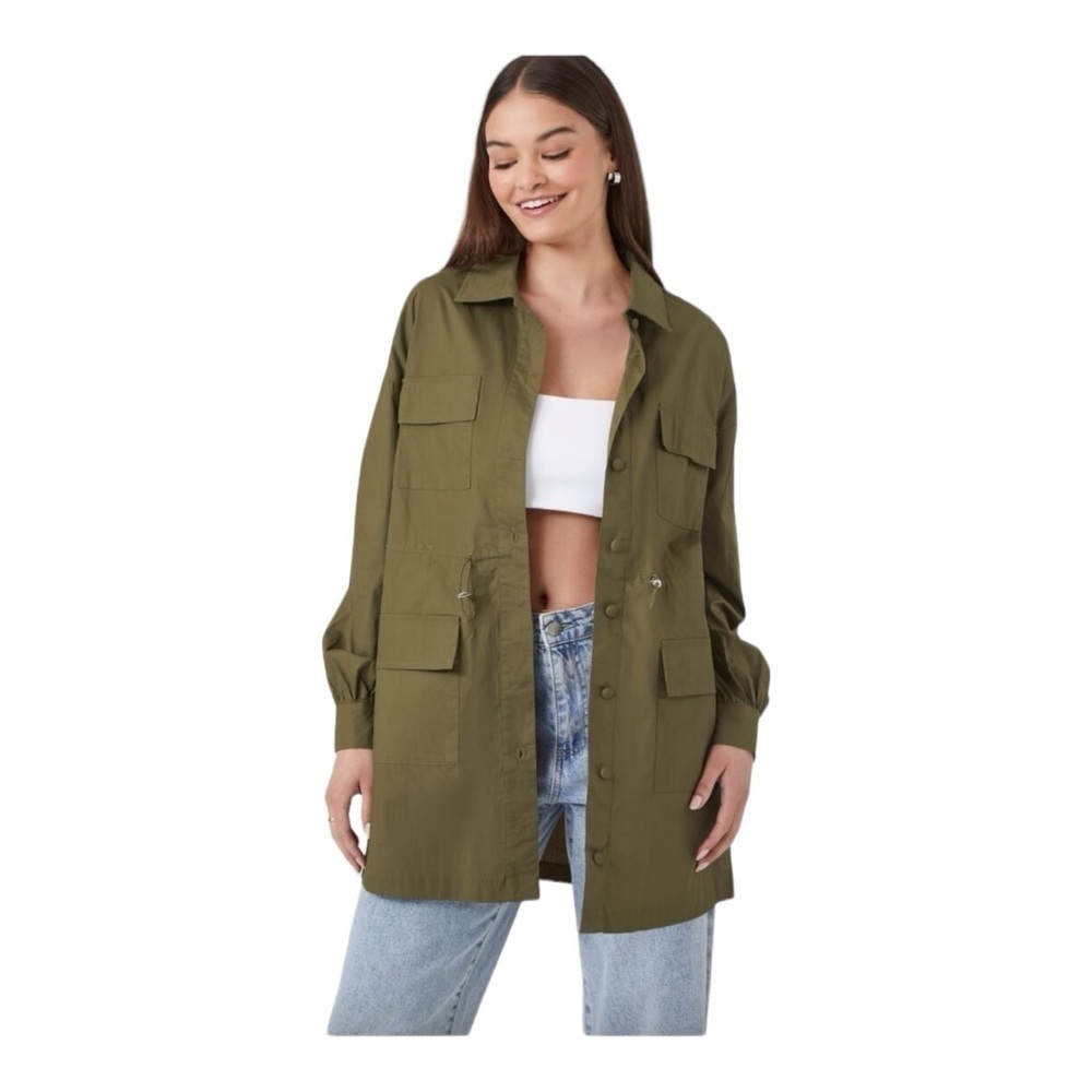 Forever 21 Toggle Drawstring- Waist Jacket in black